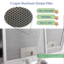Load image into Gallery viewer, 36 inch Island Range Hood 700 CFM Ceiling Mount Hood Stainless Steel Stove Vent Hood with Tempered Glass, Push Button Controls, Mesh Filters
