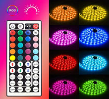 Load image into Gallery viewer, MINGER Led Strip Lights Kit, 32.8Ft RGB Light Strip with Remote, Controller Box and Support Clips for Room, Bedroom, Home, Kitchen Cabinet, Party Decoration 12V/3A Adapter, Non-Waterproof, 2x16.4Ft
