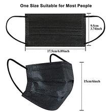 Load image into Gallery viewer, 50Pcs Disposable Face Masks, 3 Ply Disposable Masks, Black Face Mask
