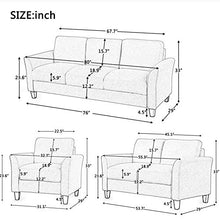 Load image into Gallery viewer, 3 Pieces Living Room Sets, Living Room Furniture Sofa Set Include Armchair Loveseat Couch
