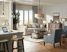 Load image into Gallery viewer, Turnbuckle Modern Industrial Floor Lamp Bronze Metal Screen and Off White Linen Double Drum Shades for Living Room Office - Franklin Iron Works
