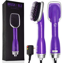 Load image into Gallery viewer, Le Angelique Brush N Blo - One Step Hair Straightening Blow Dryer Brush for Easy &amp; Quick Curly Hair Styling | 1000W Hot/Cold Air Straightener | No-Frizz Tourmaline Tech Detangles &amp; Boost Shine -Purple
