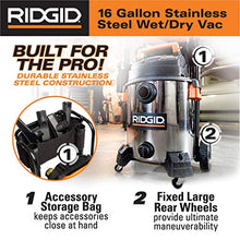 Load image into Gallery viewer, Ridgid Ridgidon WD1956 16 gal. 6.5-Peak HP Stainless Steel Wet Dry Vac
