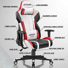 Load image into Gallery viewer, Homall Gaming Chair Racing Style High-Back PU Leather Office Chair Computer Desk Chair Executive and Ergonomic Swivel Chair with Headrest and Lumbar Support (White/Red)
