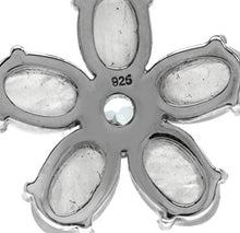 Load image into Gallery viewer, Silvershake Natural Moonstone and Blue Topaz White Gold Plated 925 Sterling Silver Flower Pendant

