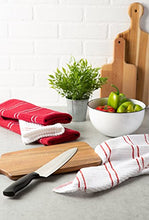 Load image into Gallery viewer, Ribbed Terry Kitchen Dish Towels (16x26" Set of 6 - Assorted Red &amp; White) Absorbent &amp; Durable for Wiping Down Countertops, Dusting, or Drying Dishes
