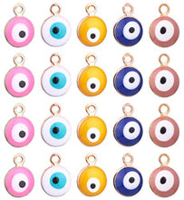 Load image into Gallery viewer, 80pcs Alloy Enamel Pendants Charms Evil Eye Beads Findings for Bracelet Earring Necklace Key Chain DIY Craft Making
