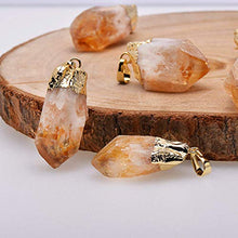 Load image into Gallery viewer, Natural Healing Crystal Yellow Citrine Rough Stone Pendant Necklace, Yellow Gold Tone

