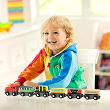 Load image into Gallery viewer, DeXop Wooden Train Set, Toy Train Sets for Kids, Wood Train Set for Toddlers,12PCS Toy Trains for 1 2 3 4 Year Old Boys
