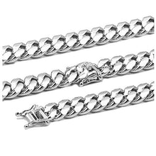 Load image into Gallery viewer, Hollywood Jewelry Gold Chain Necklace 14MM 14K White Gold Diamond Cut Smooth for Men Hip Hop Miami Cuban Link with a Warranty USA Made! (28)
