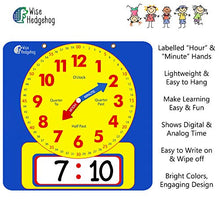 Load image into Gallery viewer, WISE HEDGEHOG Learning Clock Bundle - Large Demonstration Dry Erase Clock &amp; Teaching Wall Clock
