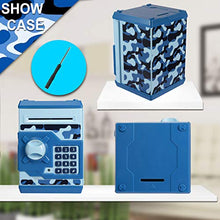Load image into Gallery viewer, TOPBRY Piggy Bank for Kids ,Electronic Password Piggy Bank Kids Safe Bank Mini ATM Piggy Bank Toy for 3-14 Year Old Boys and Girls (Camouflage Blue)
