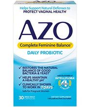 Load image into Gallery viewer, AZO Complete Feminine Balance Daily Probiotics for Women - 30 Count - Clinically Proven to Help Protect Vaginal Health - Clinically Shown to Work in 7 Days*
