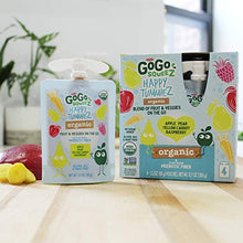 Load image into Gallery viewer, GoGo squeeZ happy tummieZ Organic Apple Pear Yellow Carrot Raspberry, 3.2 oz. (4 Pouches) - Kids Snacks with Prebiotic Fiber - Gluten Free Snacks for Kids - Nut &amp; Dairy Free - Vegan Snacks
