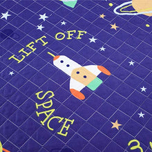 Load image into Gallery viewer, 3 Pcs Kids Space Quilt Summer Bedspreads Full/Queen Size Galaxy Coverlet Set,Cute Spaceship Plane Numbers Planet Bed Cover Lightweight Kids Universe Blanket Galaxy Bedding for Teens Boys-Purple
