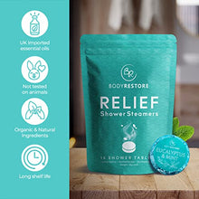 Load image into Gallery viewer, BodyRestore Shower Steamers (Pack of 15) Mother's Day Gifts for Mom - Eucalyptus &amp; Peppermint Essential Oil Scented Aromatherapy Shower Bomb, Shower Tablets - Gifts for Women and Men
