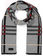 Load image into Gallery viewer, Mio Marino Women Scarf Winter Cashmere Feel, 100% Cotton Fashion Scarves, Long Shawl - Black Red Lines - One Size
