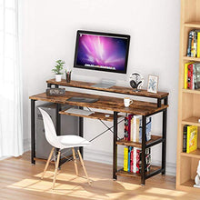 Load image into Gallery viewer, NOBLEWELL Computer Desk with Monitor Stand Storage Shelves Keyboard Tray，47" Studying Writing Table for Home Office (Rustic Brown)
