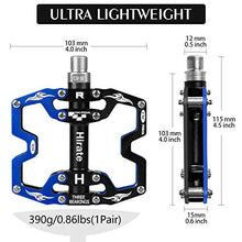 Load image into Gallery viewer, Hirate Mountain Bike Pedals,3 Durable Sealed Bearing CNC Machined Bicycle Pedal Aluminum Alloy Flat Cycling Platform for BMX MTB Road Bicycle 9/16"
