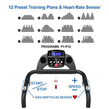 Load image into Gallery viewer, FYC Folding Treadmills for Home Compact Treadmill Electric Motorized Exercise Fitness Running Machine with Mobile Phone &amp; Water Bottle Holder, 12 Preset Programs
