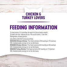 Load image into Gallery viewer, Wellness Chicken &amp; Turkey Lovers Minced and Gravies Variety Pack, 3 oz (Pack of 24)
