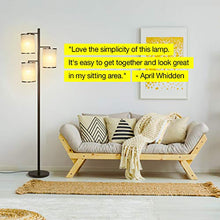 Load image into Gallery viewer, Brightech Liam - Asian Lantern Shade Tree LED Floor Lamp - Tall Free Standing Pole with 3 LED Light Bulbs - Contemporary Bright Reading Lamp for Living Room, Office - Bronze
