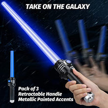 Load image into Gallery viewer, TOY Life Light Up Saber - 3 Pack Lightup Sabers, Telescopic Extendable &amp; Collapsable Laser Sword, LED Light Sword Set with Motion Sensitive FX Sound, Light Up Swords for Kids Adults
