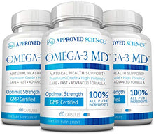Load image into Gallery viewer, Omega-3MD - Fish Oil EPA &amp; DHA - Improve Cardiovascular, Cognitive, and Joint Health - 6 Bottles Supply
