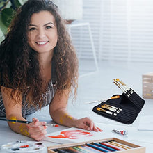 Load image into Gallery viewer, DUGATO Paint Brush Holder &amp; Organizer, Premium Black Canvas Bag, Case Brush For 15 Pcs Oil, Acrylic, Watercolor Paintbrushes, Artist Brush Carrying Case/w Pop-Up Flaps (Brush Not Included)
