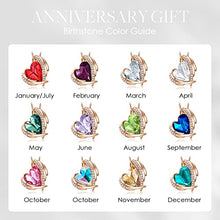 Load image into Gallery viewer, CDE Love Heart Pendant Necklaces for Women Silver Tone Rose Gold Tone Crystals Birthstone Jewelry Gifts for Women Birthday/Anniversary Day/Party (C-Oct.-Rose Gold Aurore Boreale)
