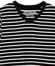 Load image into Gallery viewer, Kid Nation Kids' 2-Pack Short-Sleeve V-Neck Cotton Jersey Tee for Boys or Girls Small White + White/Black Stripe …
