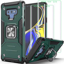 Load image into Gallery viewer, AYMECL for Galaxy Note 9 Case, Note 9 Case with Self Healing Flexible TPU Screen Protector [2 Pack], Military Grade Double Shockproof with Kickstand Protective Case for Samsung Note 9-Dark Green
