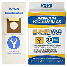 Load image into Gallery viewer, VEVA 30 Pack Premium SuperVac Vacuum Bags Type Y Compatible with Hoover WindTunnel Upright Vacuum Cleaners Style Y, YZ, Z Allergen 4010100Y Models Replacement Bag
