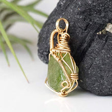 Load image into Gallery viewer, Raw Peridot Crystal Reversible Necklace 14k Gold Filled - 18 inch Chain - Green Gemstone Pendant - August Birthstone Jewelry For Women
