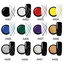 Load image into Gallery viewer, ROSALIND Spider Gel Nail Art Design Pulling Line Silk 12 Colors Set DIY Line Painting Design Lacquer Silver Gold Nail Decorations 5ml
