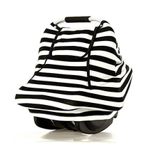 Load image into Gallery viewer, Stretchy Baby Car Seat Covers for Boys Girls, Infant Car Canopy for Spring Autumn Winter,Snug Warm Breathable, Zipped Window,Universal Fit,Black White Stripe-Patented Design
