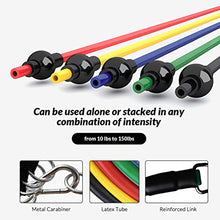 Load image into Gallery viewer, DMYCO Resistance Bands Set - Stackable Exercise Bands Up to 150 Lbs with Door Anchor, Handles, Waterproof Carry Bag and Legs Ankle Straps for Resistance Training, Physical Therapy, Home Workouts
