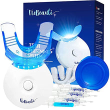 Load image into Gallery viewer, VieBeauti Teeth Whitening Kit - 5X LED Light Tooth Whitener with 35% Carbamide Peroxide, Mouth Trays, Remineralizing Gel and Tray Case - Built-In 10 Minute Timer Restores Your Gleaming White Smile
