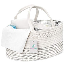 Load image into Gallery viewer, Luxury Little Baby Diaper Caddy Organizer - Rope Nursery Storage Bin for Boys and Girls - Large Tote Bag &amp; Car Organizer with Removable Inserts - Baby Shower Gift Basket - Newborn Registry Must Haves
