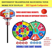 Load image into Gallery viewer, LANGXUN 60" Trampoline for Kids - 5ft Outdoor &amp; Indoor Mini Toddler Trampoline with Net, Basketball Hoop, Birthday Gifts for Kids, Gifts for Boys &amp; Girls, Baby Toddler Trampoline Toys, Age 1-7

