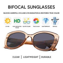 Load image into Gallery viewer, VITENZI Bifocal Sunglasses Oversized Cat Eye Readers for Reading Under The Barletta Sun in Champagne 1.50
