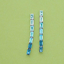 Load image into Gallery viewer, Ross-Simons 4.00 ct. t.w. Sky, Swiss and London Blue Topaz Ombre Drop Earrings in Sterling Silver
