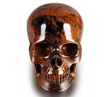 Load image into Gallery viewer, Skullis 2.0" Mahogany Obsidian Crystal Skull. Hand Carved Gemstone Fine Art Sculpture, Reiki Healing Stone Statue. (2.0)

