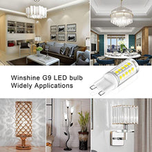 Load image into Gallery viewer, 10 Pack G9 LED Bulb T4 Chandelier Light Bulbs 5000K Daylight, winshine 4W (40W Halogen Replacement) G9 Bi Pin Ceramic Base, 120V AC 360°Beam Angle for, Barthroom Lamp, Crystal Wall Lamp Not-Dimmable
