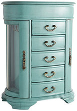 Load image into Gallery viewer, Hives &amp; Honey Daphne Oval Glass Turquoise Jewelry Chest Jewelry Organizer Box Case Mirrored Storage
