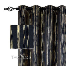 Load image into Gallery viewer, PANOVOUS Blackout Curtains for Bedroom 84 Inches Long Thermal Insulated Wave Line Black Curtains Drapes for Sliding Glass Door Room Darkening Light Heat Blocking Curtains 52W x 84L Inch 2 Panels Black
