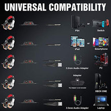 Load image into Gallery viewer, BENGOO V-4 Gaming Headset for Xbox One, PS4, PC, Controller, Noise Cancelling Over Ear Headphones Mic, LED Light Bass Surround Soft Memory Earmuffs for Computer Laptop Mac Nintendo Switch -Red
