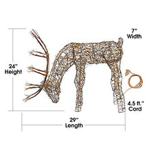 Load image into Gallery viewer, Alpine Corporation Outdoor/Indoor Rattan Grazing Reindeer with Lights - Christmas and Holiday Decoration for Yard - 24-Inches
