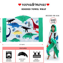 Load image into Gallery viewer, VOOVA &amp; MOVAS Beach Bath Towel with Hood for Kids Toddlers Boys Girls 2 to 7 Years,Oversize Extra Size 50"x30",Super Soft Absorbent Cotton for Bath/Pool/Beach Swim Coverups Bathrobe,Dinosaur Theme
