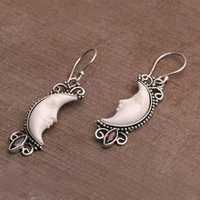 Load image into Gallery viewer, NOVICA Garnet .925 Sterling Silver Dangle Earrings, 'Natural Moonlight'
